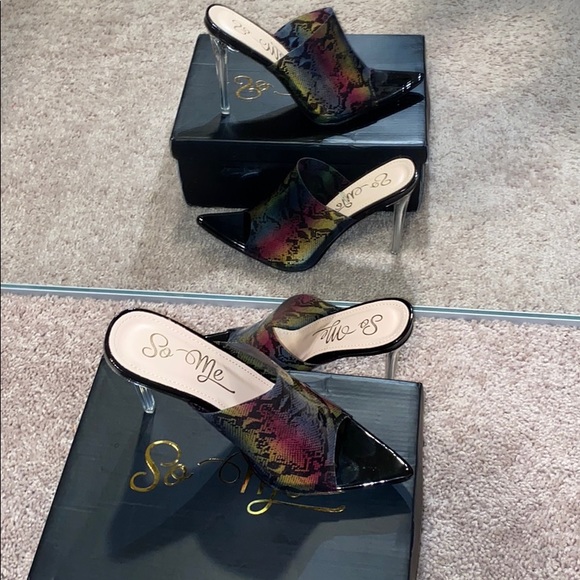 So me multi color snake print mules - Picture 1 of 4